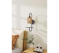 H&O Direct Paper Rope String-Wrapped E27 Single Light Wall Light in Black H&O Direct Black
