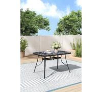 H&O Direct Rectangular Garden Tempered Glass Marble Coffee Table H&O Direct Multicolor