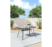 H&O Direct Rectangular Garden Tempered Glass Marble Coffee Table in Grey H&O Direct Grey