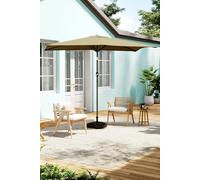 H&O Direct Rectangular Khaki Waterproof Parasol for Outdoor with Plastic Fillable Base H&O Direct Khaki