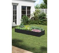 H&O Direct Rectangular Metal Outdoor Raised Garden Bed in Charcoal H&O Direct Charcoal