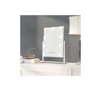 H&o Direct Rectangular Vanity Mirror With 9 Led Bulbs And 3 Colour Lighting Modes In White White