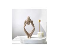 H&O Direct Resin Sculpture Art Abstract Meditator Statue Tabletop Decoration in Beige H&O Direct Beige