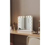 H&o Direct Rounded Rectangle Led Light Makeup Mirror With Three-Color Dimmable Light In White White