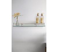 H&O Direct Silver Shelf Tempered Glass Aluminum 6MM Thick Storage Organizer Wall Mounted Bathroom H&O Direct Silver