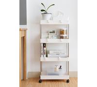 H&O Direct Slim White Standing 4-Tier Corner Storage Rack Shelf Plastic for Kitchen Bathroom H&O Direct White