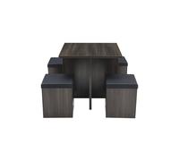 H&O Direct Table & 4 Stools Set in Black H&O Direct Black
