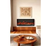H&O Direct Wall-Mounted Recessed Electric Fireplace with Remote in Black | Size: King H&O Direct Black King