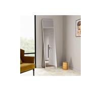 H&O Direct White Bedroom Wall Mounted Full Length Mirror Rounded Rectangular Floor Mirror with Stand, 37cm W x 147cm H | Size: 37 cm W x 147 cm H H&O Direct White 37 cm W x 147 cm H