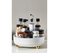 H&O Direct White Rotating Round Storage Rack Tray Turntable Organizer for Kitchen or Cosmetic H&O Direct White