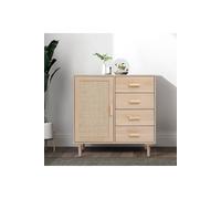 H&O Direct Wood & Rattan Accent Side Cabinet in Natural H&O Direct Natural