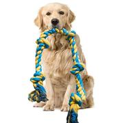 H&P 100% Natural Cotton Dog Rope Toys - 50 inches/127cm, 5 Knots for Large/Medium Aggressive Chewers - Indestructible Dog Chew Toys for Teeth Cleaning and Tug of War