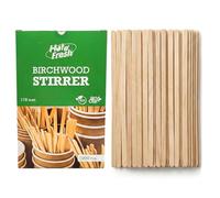 H-Pack 1000Pcs Wooden Stirrers Biodegradable Disposable Compostable Plastic Free Stir Strong Flat Thin Birchwood Coffee Sticks for Mixing Hot & Cold Beverage in Cafe's Catering Parties Events Hotel