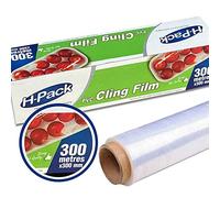 H-Pack Cling Film 300 Metres x 300 mm PVC Strong Catering All Purpose Food Storage Tear Resistant