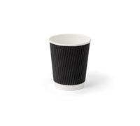H-Pack Ripple Hot Paper Cup- Black- 237ml/8oz 500 Pieces, 25PCSx20Pack