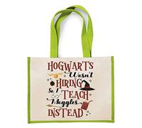 H Potter teachers themed Thanks Giving, End of Term, Birthday, Christmas Jute Bag Unique Reusable Jute Bag for Life. (Apple Green)
