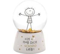 H:PPY Life 74493 Dream Globe with Motif "Hab Dich so lieb" | Snow Globe for Shaking, Polyresin, Height 6.5 cm, Gift for Birthday, Friendship