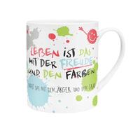 H:)PPY life XL Mug Motif Freude Giant Porcelain Jumbo Mug 60 cl with Saying Gift Boyfriend Girlfriend 45358