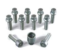 H&R 1454703SET 1453703SET bolt Set Round-Head R13 M14x1.50-Length 37mm-10 pcs. (e.g. compatible with Audi, Seat, Skoda, VW) -incl. wheel-locks, M14x1.5x37mm