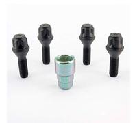 H & R B1253001KEY4 Rim Lock - Set of 4 Cone 60 Degrees M12 x 1.5 x 30 mm, Black