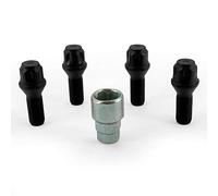 H & R B1452801KEY4 Rim Lock - Set of 4 Cone 60 ° M14 x 1.5 x 28 mm, Black