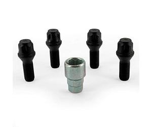 H & R B1452801KEY4 Rim Lock - Set of 4 Cone 60 ° M14 x 1.5 x 28 mm, Black