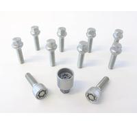 H&R Wheel bolt Set Round-Head R12 M12x1.50 - Length 55mm - 10 pcs. (e.g. compatible with Mercedes) - incl. wheel-locks