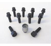 H&R Wheel bolt Set Round-Head R14 M14x1.50 - Length 68mm - Black - 10 pcs - incl. wheel-locks