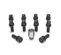 H&R Wheel bolt Set Round-Head with movable cone R13 M14x1.50 - Length 32mm - Black - 10 pcs. (e.g. compatible with Audi S5) - incl. wheel-locks