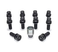 H&R Wheel bolt Set Round-Head with movable cone R13 M14x1.50 - Length 36mm - Black - 10 pcs. (e.g. compatible with Audi S5) - incl. wheel-locks