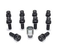 H&R Wheel bolt Set Round-Head with movable cone R13 M14x1.50 - Length 45mm - Black - 10 pcs. (e.g. compatible with Audi S5) - incl. wheel-locks