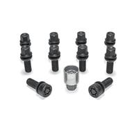H&R Wheel bolt Set Round-Head with movable cone R13 M14x1.50 - Length 48mm - Black - 10 pcs. (e.g. compatible with Audi S5) - incl. wheel-locks