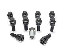 H&R Wheel bolt Set Round-Head with movable cone R14 M14x1.50 - Length 40mm - Black - 10 pcs. (e.g. compatible with Audi Q3, Q5) - incl. wheel-locks