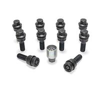 H&R Wheel bolt Set Round-Head with movable cone R14 M14x1.50 - Length 42mm - Black - 10 pcs. (e.g. compatible with Audi Q3, Q5) - incl. wheel-locks