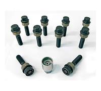 H&R Wheel bolt Set Round-Head with movable cone R14 M14x1.50 - Length 44mm - 10 pcs. (e.g. compatible with Porsche) - incl. wheel-locks