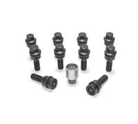 H&R Wheel bolt Set Round-Head with movable cone R14 M14x1.50 - Length 45mm - Black - 10 pcs. (e.g. compatible with Audi Q3, Q5) - incl. wheel-locks