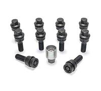 H&R Wheel bolt Set Round-Head with movable cone R14 M14x1.50 - Length 48mm - Black - 10 pcs. (e.g. compatible with Audi Q3, Q5) - incl. wheel-locks