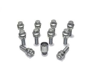 H&R Wheel bolt Set Round-Head with movable cone R14 M14x1.50 - Length 50mm - 10 pcs. (e.g. compatible with Audi Q3, Q5) - incl. wheel-locks