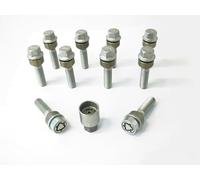 H&R Wheel bolt Set Round-Head with movable cone R14 M14x1.50 - Length 52mm - 10 pcs. (e.g. compatible with Porsche) - incl. wheel-locks