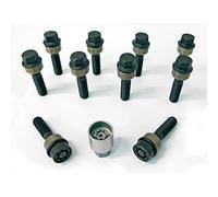 H&R Wheel bolt Set Round-Head with movable cone R14 M14x1.50 - Length 54mm - Black - 10 pcs. (e.g. compatible with Porsche) - incl. wheel-locks