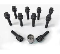 H&R Wheel bolt Set Round-Head with movable cone R14 M14x1.50 - Length 54mm - Black - 10 pcs - incl. wheel-locks