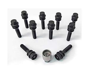 H&R Wheel bolt Set Round-Head with movable cone R14 M14x1.50 - Length 55mm - Black - 10 pcs - incl. wheel-locks