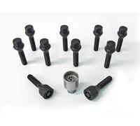 H&R Wheel bolt Set Taper-Head M12x1.50 - Length 24mm - Black - 10 pcs. - incl. wheel-locks