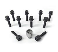 H&R Wheel bolt Set Taper-Head M12x1.50 - Length 48mm - Black - 10 pcs. - incl. wheel-locks