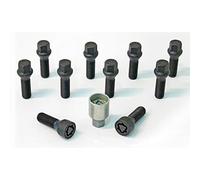 H&R Wheel bolt Set Taper-Head M14x1.50 - Length 38mm - Black - 10 pcs. - incl. wheel-locks