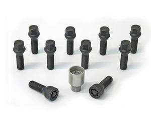 H&R Wheel bolt Set Taper-Head M14x1.50 - Length 45mm - Black - 10 pcs. - incl. wheel-locks
