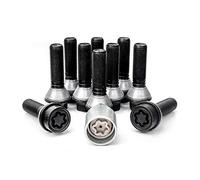 H&R Wheel bolt Set Taper-Head with movable cone M14x1.25 - Length 31mm - Black - 10 pcs. (e.g. compatible with BMW) - incl. wheel-locks