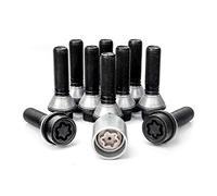 H&R Wheel bolt Set Taper-Head with movable cone M14x1.25 - Length 41mm - Black - 10 pcs. (e.g. compatible with BMW) - incl. wheel-locks