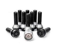 H&R Wheel bolt Set Taper-Head with movable cone M14x1.25 - Length 43mm - Black - 10 pcs. (e.g. compatible with BMW) - incl. wheel-locks