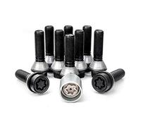 H&R Wheel bolt Set Taper-Head with movable cone M14x1.25 - Length 46mm - Black - 10 pcs. (e.g. compatible with BMW) - incl. wheel-locks
